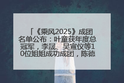 《乘风2025》成团名单公布：叶童获年度总冠军，李晟、吴宣仪等10位姐姐成功成团，陈德容获年度高光人物