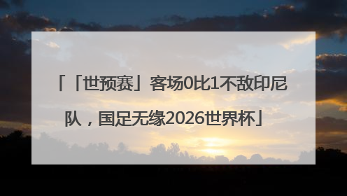 「世预赛」客场0比1不敌印尼队，国足无缘2026世界杯