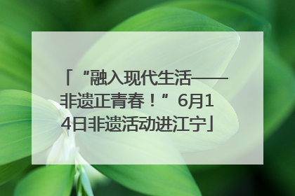 “融入现代生活——非遗正青春！”6月14日非遗活动进江宁
