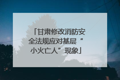 甘肃修改消防安全法规应对基层“小火亡人”现象