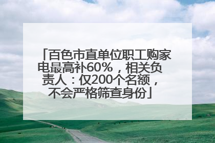 百色市直单位职工购家电最高补60％，相关负责人：仅200个名额，不会严格筛查身份