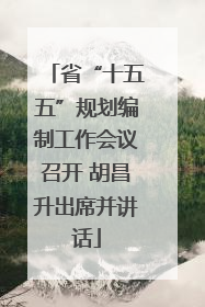 省“十五五”规划编制工作会议召开 胡昌升出席并讲话