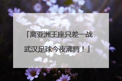 离亚洲王座只差一战 武汉足球今夜沸腾！