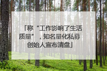 称“工作影响了生活质量”，知名量化私募创始人宣布清盘