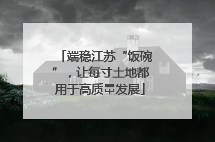 端稳江苏“饭碗”，让每寸土地都用于高质量发展