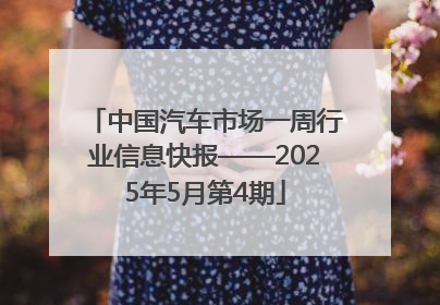 中国汽车市场一周行业信息快报——2025年5月第4期