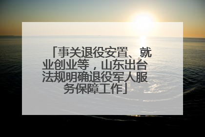 事关退役安置、就业创业等，山东出台法规明确退役军人服务保障工作