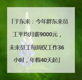 于东来：今年胖东来员工平均月薪9000元，未来员工每周仅工作36小时，年假40天起