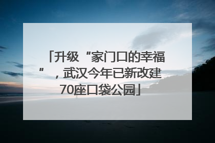 升级“家门口的幸福”，武汉今年已新改建70座口袋公园
