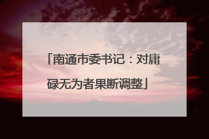 南通市委书记：对庸碌无为者果断调整