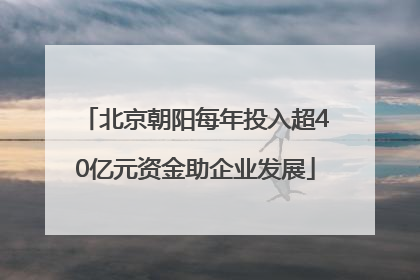 北京朝阳每年投入超40亿元资金助企业发展