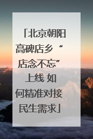 北京朝阳高碑店乡“店念不忘” 上线 如何精准对接民生需求