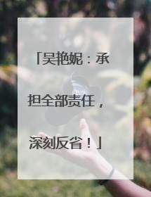吴艳妮：承担全部责任，深刻反省！