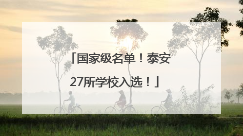 国家级名单！泰安27所学校入选！