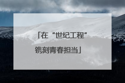 在“世纪工程”镌刻青春担当
