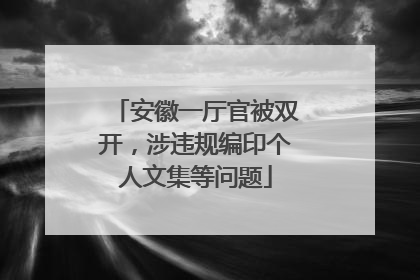安徽一厅官被双开，涉违规编印个人文集等问题