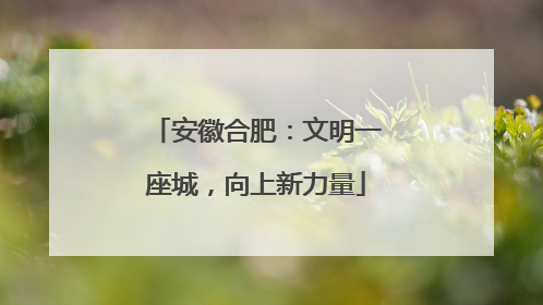 安徽合肥：文明一座城，向上新力量
