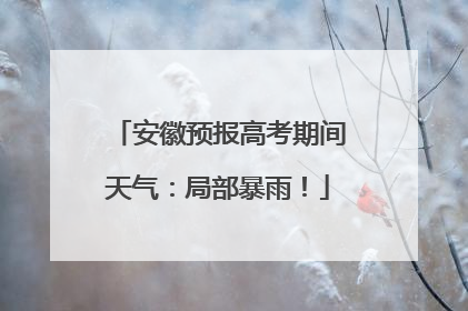 安徽预报高考期间天气：局部暴雨！