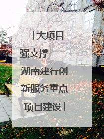 大项目 强支撑——湖南建行创新服务重点项目建设