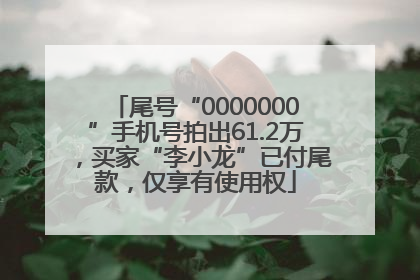 尾号“0000000”手机号拍出61.2万，买家“李小龙”已付尾款，仅享有使用权