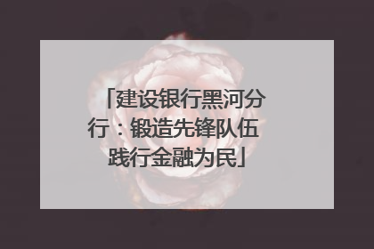 建设银行黑河分行：锻造先锋队伍 践行金融为民