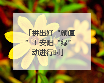 拼出好“颜值”！安阳“绿”动进行时