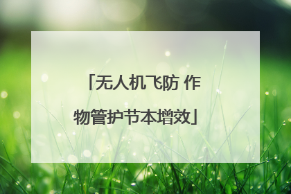 无人机飞防 作物管护节本增效