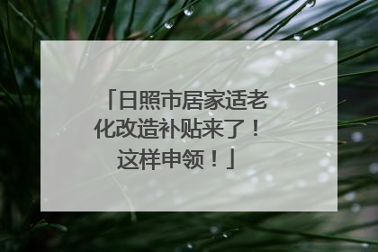 日照市居家适老化改造补贴来了!这样申领!