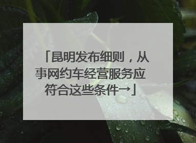昆明发布细则，从事网约车经营服务应符合这些条件→