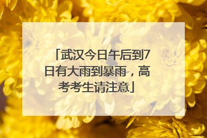 武汉今日午后到7日有大雨到暴雨，高考考生请注意