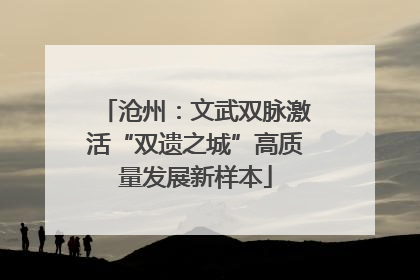 沧州：文武双脉激活“双遗之城”高质量发展新样本