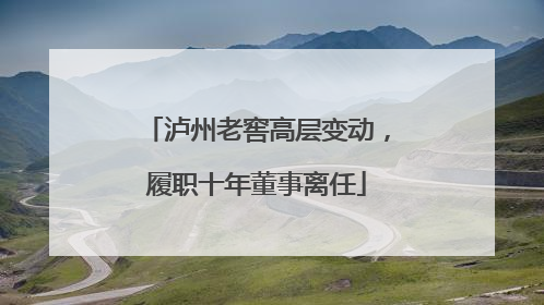 泸州老窖高层变动，履职十年董事离任
