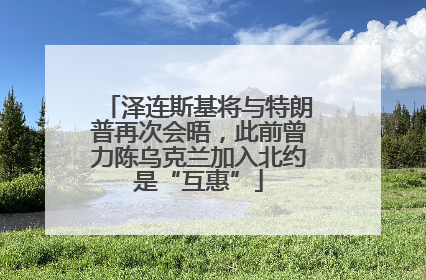泽连斯基将与特朗普再次会晤，此前曾力陈乌克兰加入北约是“互惠”