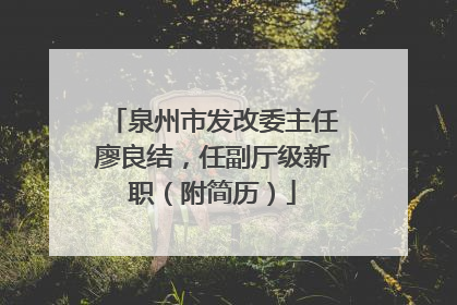 泉州市发改委主任廖良结，任副厅级新职（附简历）