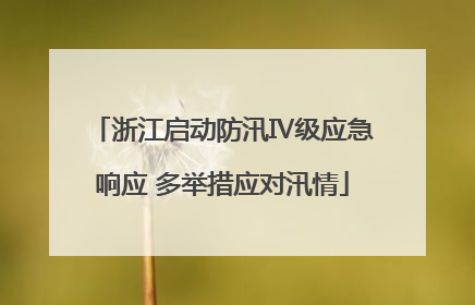 浙江启动防汛Ⅳ级应急响应 多举措应对汛情