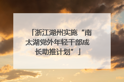 浙江湖州实施“南太湖党外年轻干部成长助推计划”