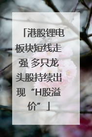港股锂电板块短线走强 多只龙头股持续出现“H股溢价”