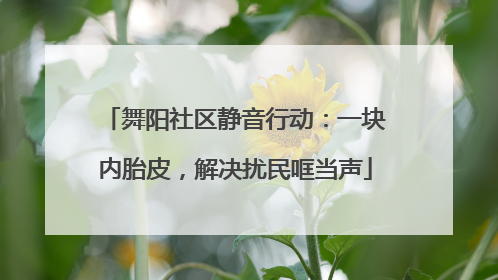 舞阳社区静音行动：一块内胎皮，解决扰民哐当声