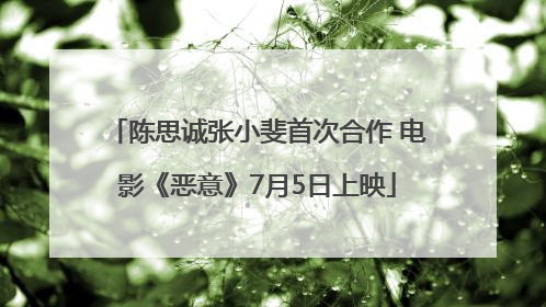 陈思诚张小斐首次合作 电影《恶意》7月5日上映