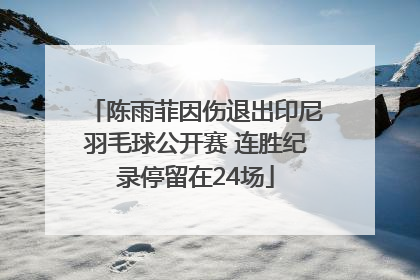陈雨菲因伤退出印尼羽毛球公开赛 连胜纪录停留在24场