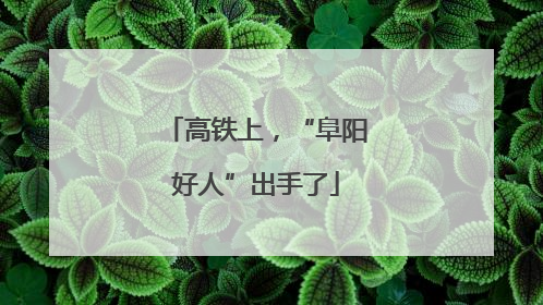 高铁上，“阜阳好人”出手了