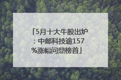 5月十大牛股出炉：中邮科技逾157%涨幅问鼎榜首
